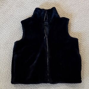 Cozy Black Faux Fur Regent Park Vest with Rhinestone zipper